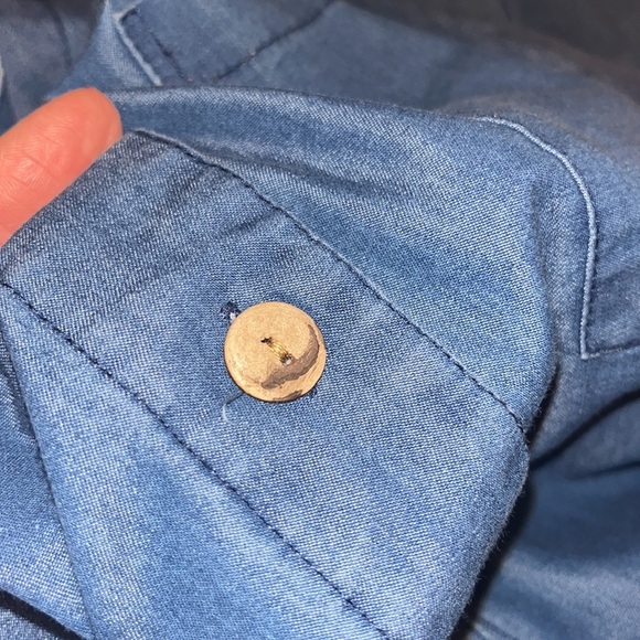 CZ Collection Denim wood button down top / jacket size 2 X - Picture 9 of 9